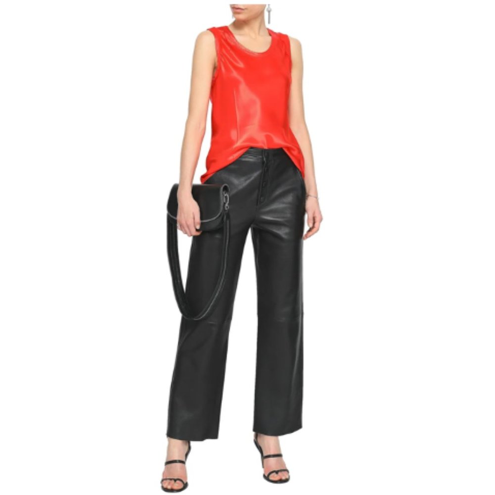 Helmut Lang bright orange satin sleeveless tank top size 8